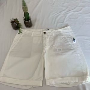 Old Navy White Cuffed Bermuda Shorts